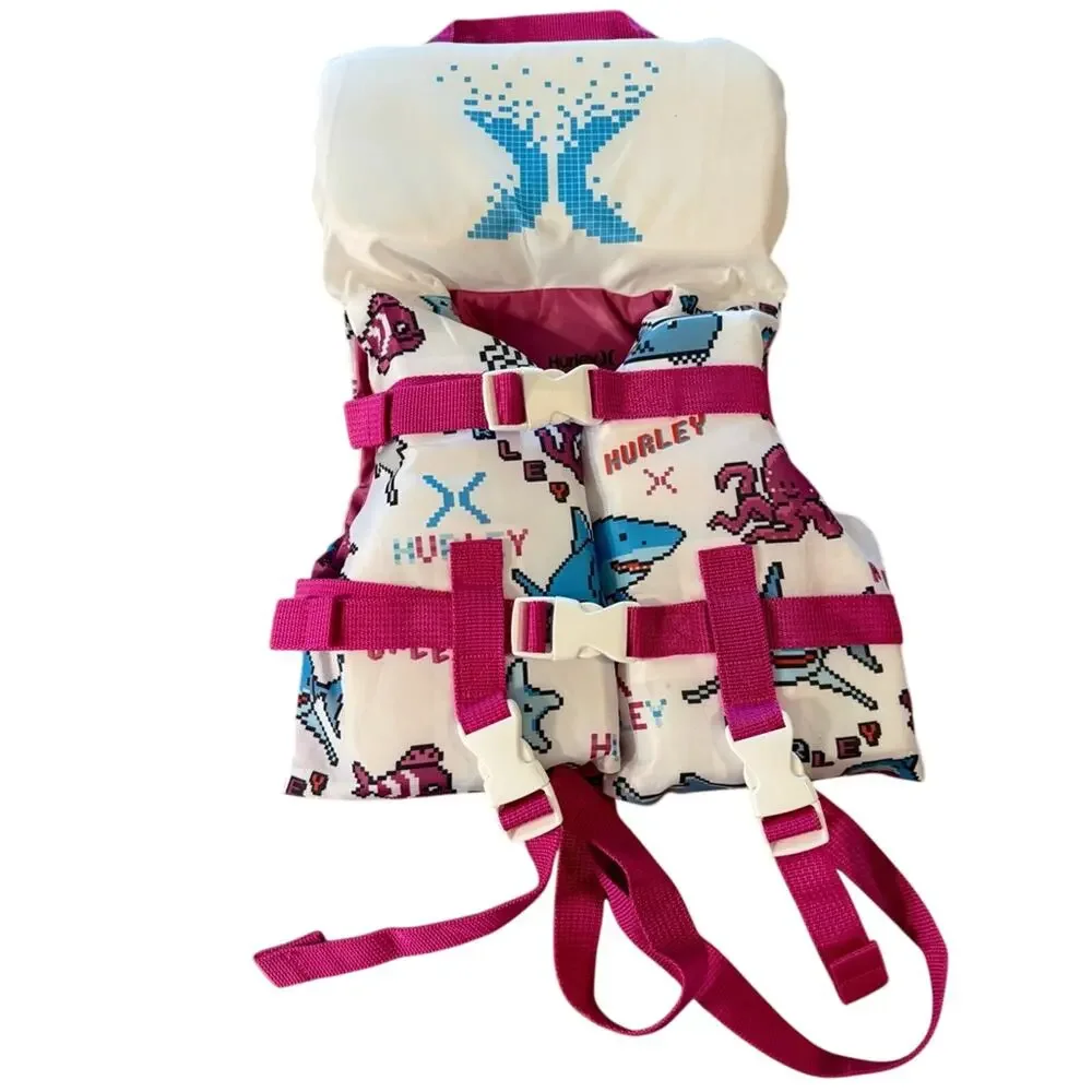 Hurley Kids' Life Jacket with Pink Straps, Size Small Under 25lbs NWOT